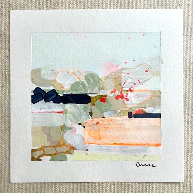 Paper Mini 46, Acrylic on paper, 4 × 4 in — original painting by Grace Martin Franklin