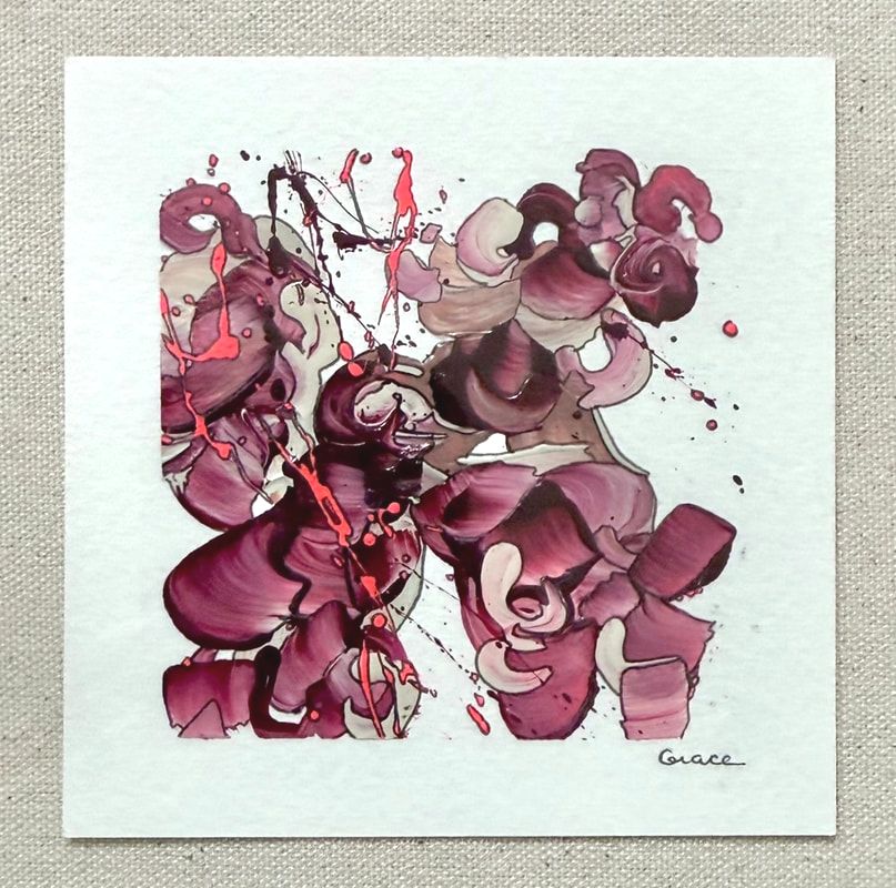 Paper Mini 40, Acrylic on paper, 4 × 4 in — original painting by Grace Martin Franklin