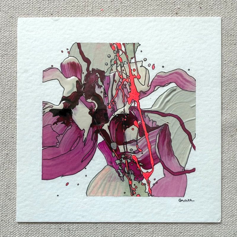 Paper Mini 18, Acrylic on paper, 4 × 4 in — original painting by Grace Martin Franklin
