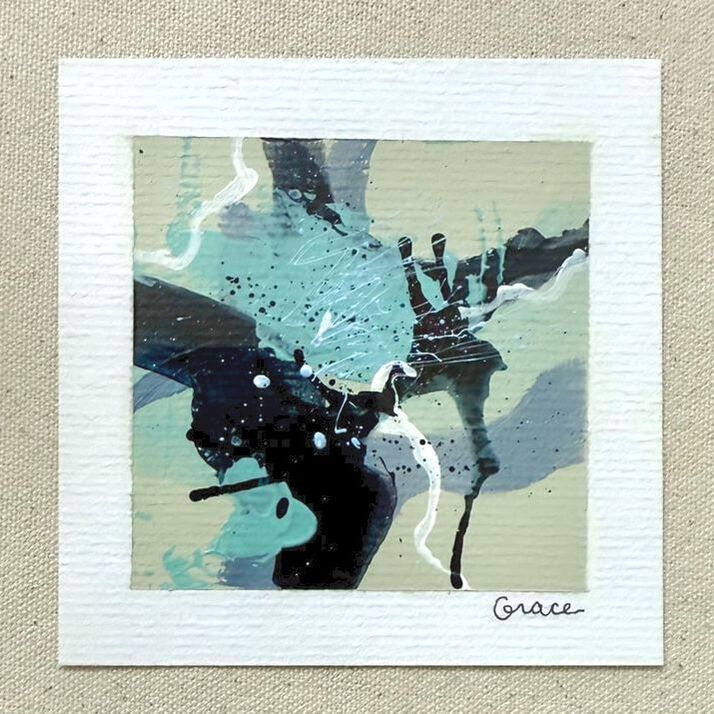 Paper Mini 77, Acrylic on paper, 4 × 4 in — original painting by Grace Martin Franklin