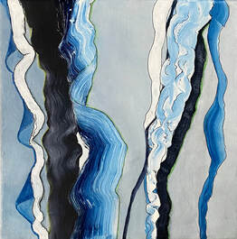 Water From the Dust, Acrylic and Ink on Canvas, 8 × 8 in — original painting by Grace Martin Franklin
