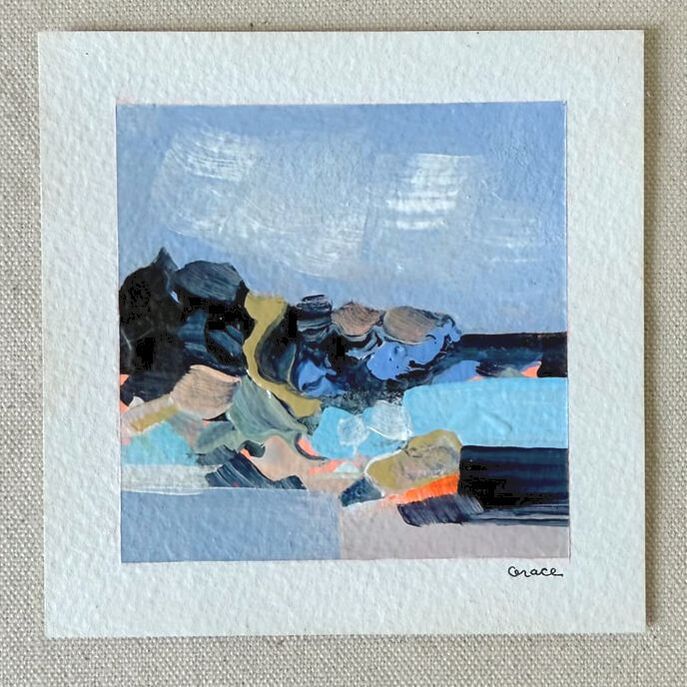 Paper Mini 56, Acrylic on paper, 4 × 4 in — original painting by Grace Martin Franklin