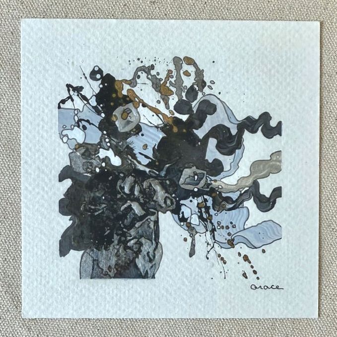 Paper Mini 76, Acrylic on paper, 4 × 4 in — original painting by Grace Martin Franklin