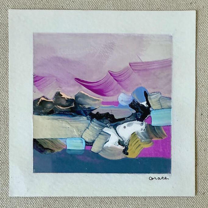 Paper Mini 62, Acrylic on paper, 4 × 4 in — original painting by Grace Martin Franklin