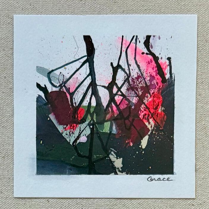 Paper Mini 89, Acrylic on paper, 4 × 4 in — original painting by Grace Martin Franklin