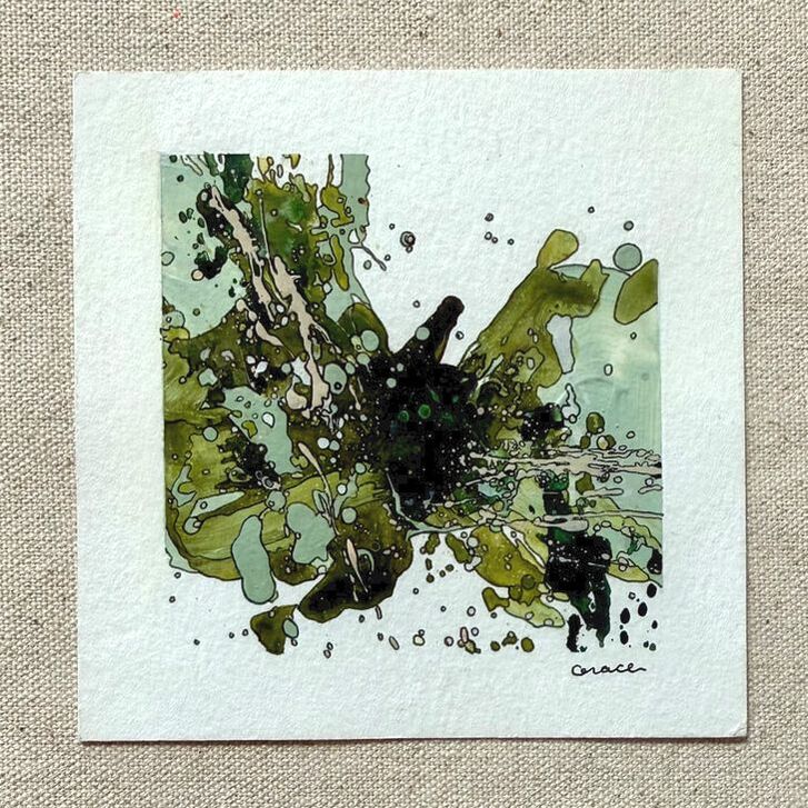 Paper Mini 82, Acrylic on paper, 4 × 4 in — original painting by Grace Martin Franklin