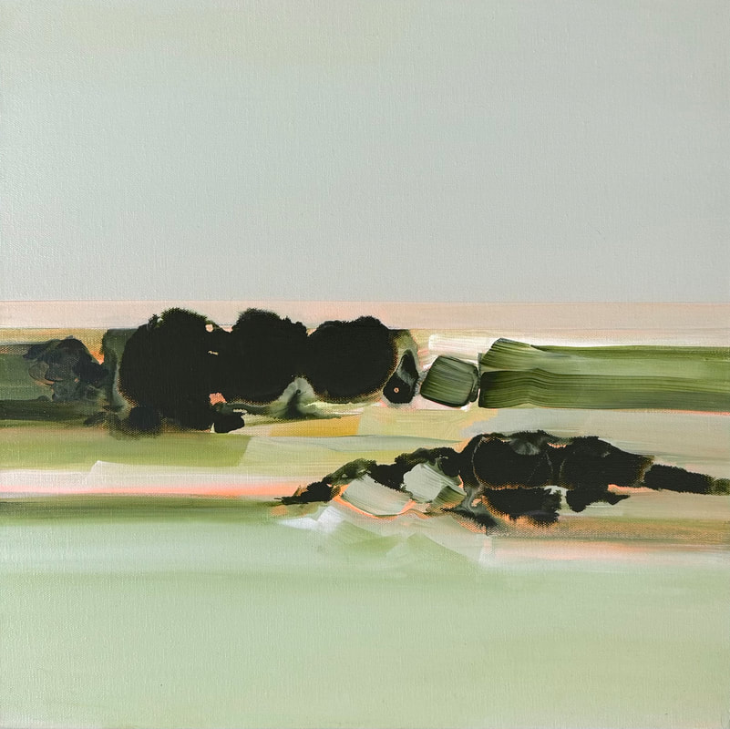Bending The Horizon, Acrylic on Canvas, 18 × 18 in — original painting by Grace Martin Franklin
