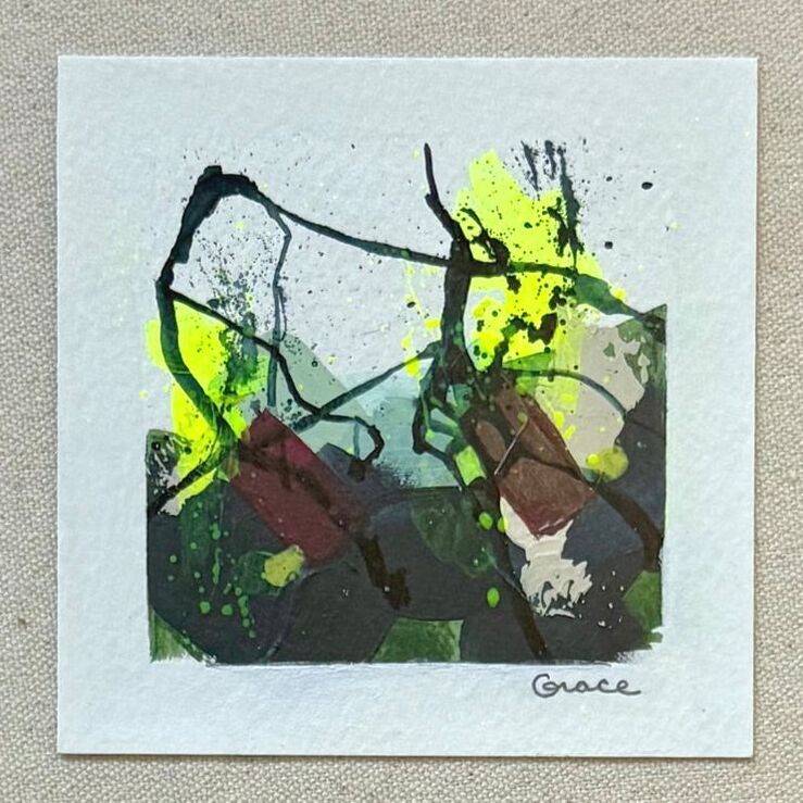 Paper Mini 90, Acrylic on paper, 4 × 4 in — original painting by Grace Martin Franklin