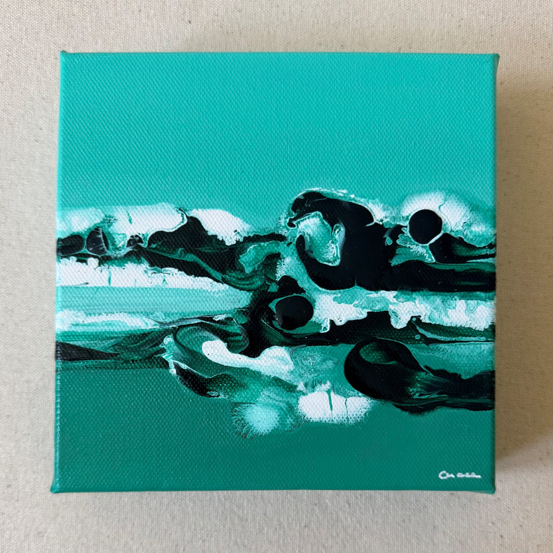 Perfect Wave, Acrylic on Mounted Canvas Panel, 4 × 4 in — original painting by Grace Martin Franklin
