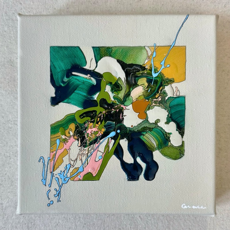 Holding the Noise, Acrylic on Canvas, 6 × 6 in — original painting by Grace Martin Franklin