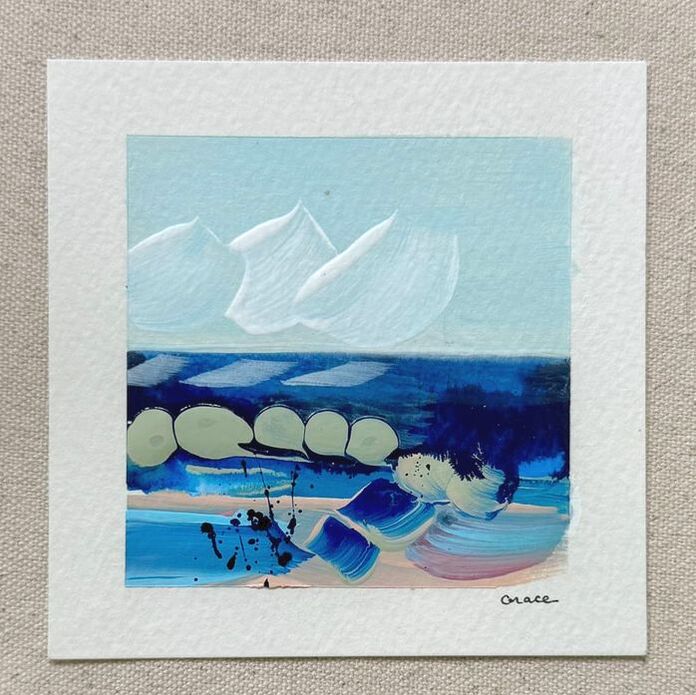 Paper Mini 22, Acrylic on paper, 4 × 4 in — original painting by Grace Martin Franklin