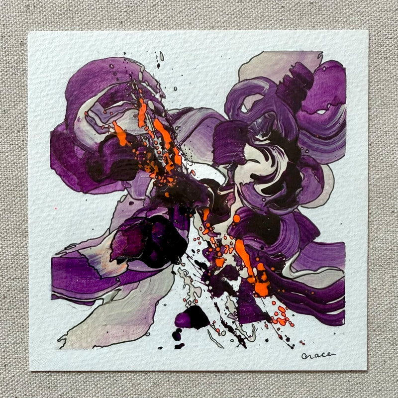 Paper Mini 19, Acrylic on paper, 4 × 4 in — original painting by Grace Martin Franklin
