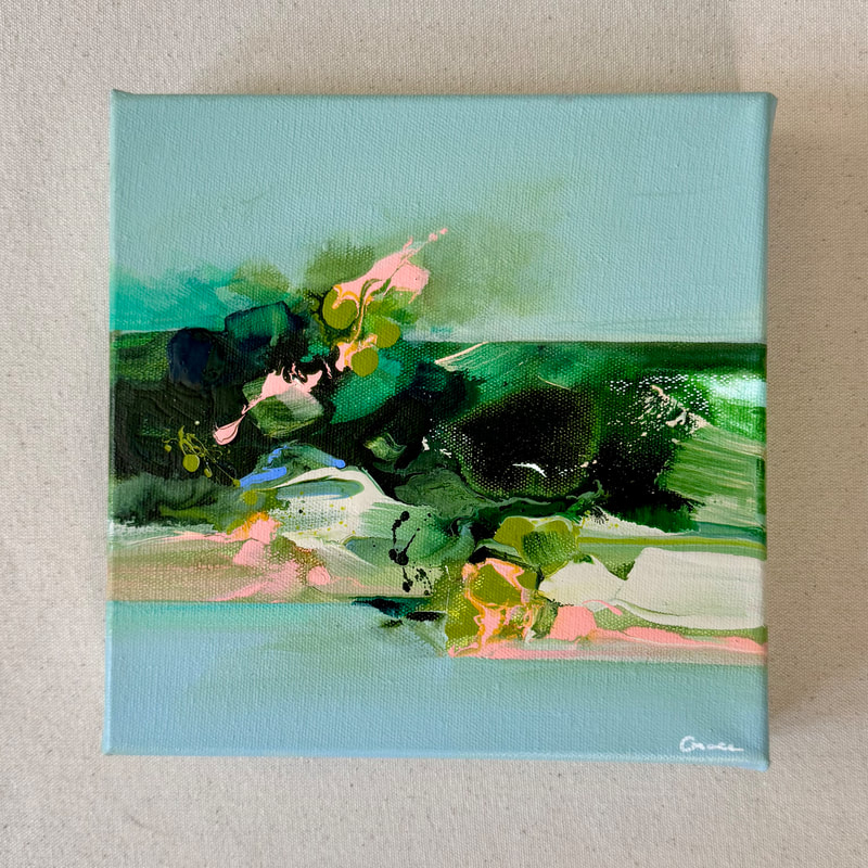 Chasing the Fade, Acrylic on Canvas, 6 × 6 in — original painting by Grace Martin Franklin