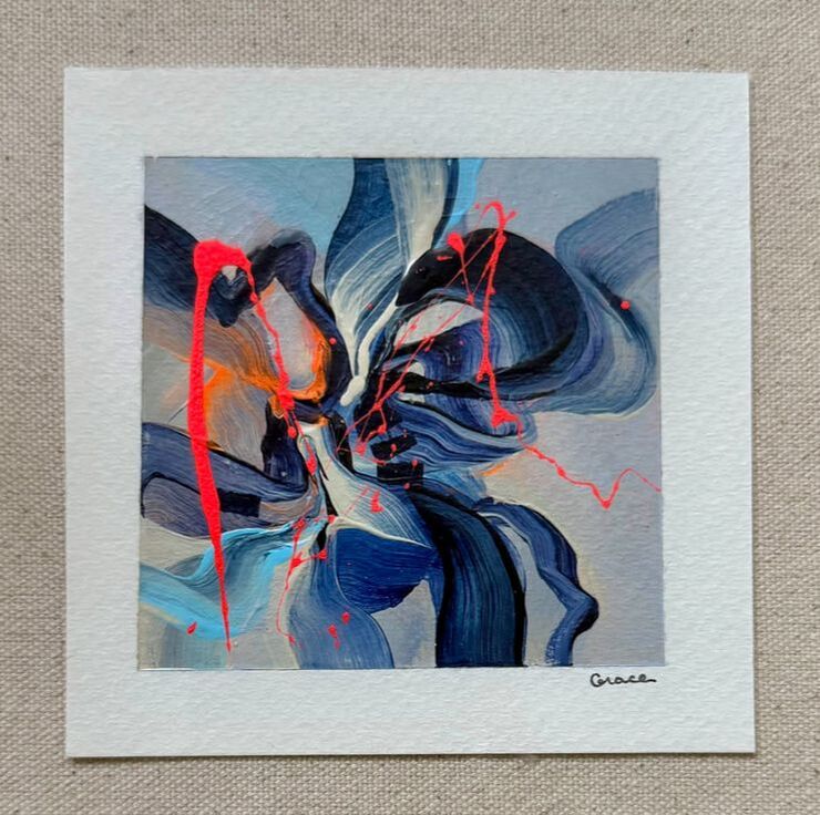 Paper Mini 09, Acrylic on paper, 4 × 4 in — original painting by Grace Martin Franklin