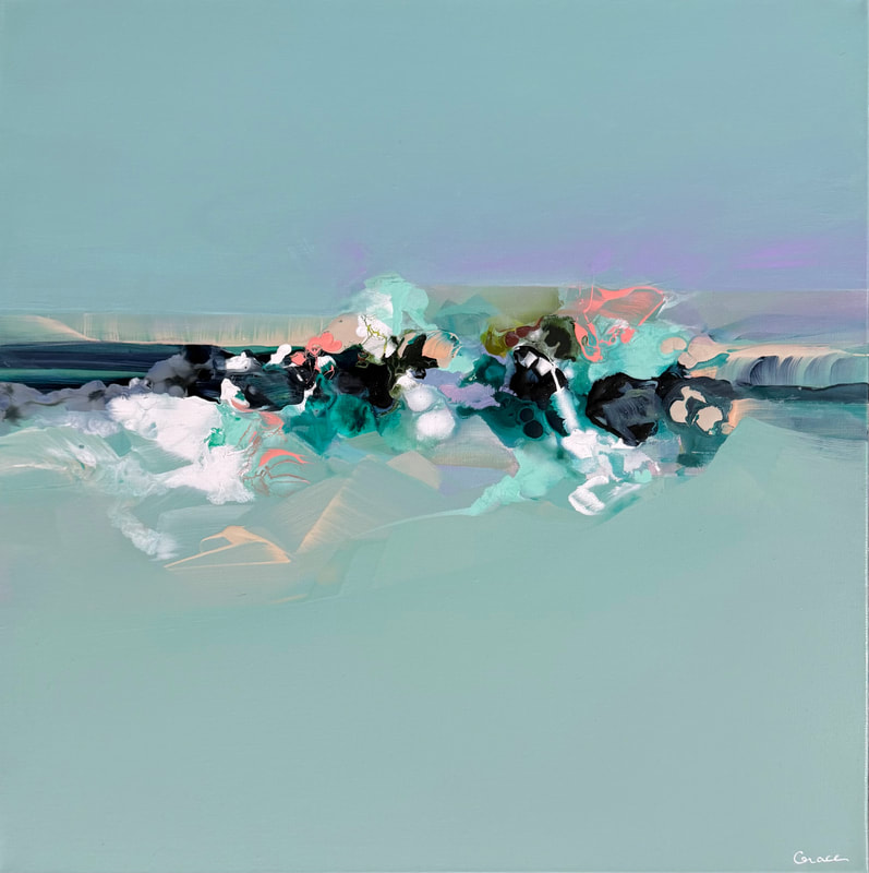 Held in Motion, Acrylic and Ink on Canvas, 24 × 24 in — original painting by Grace Martin Franklin