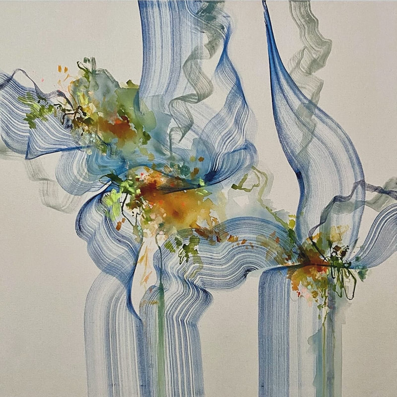 Lost Wings, Acrylic on Raw Canvas, 35 × 35 in — original painting by Grace Martin Franklin