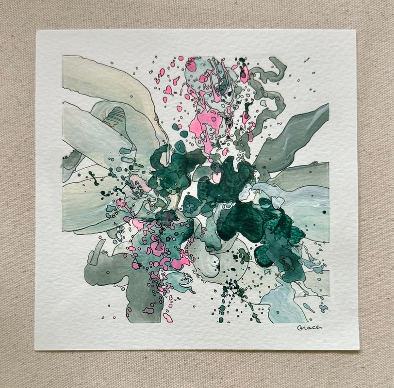 Paper Mini 112, Acrylic on paper, 4 × 4 in — original painting by Grace Martin Franklin