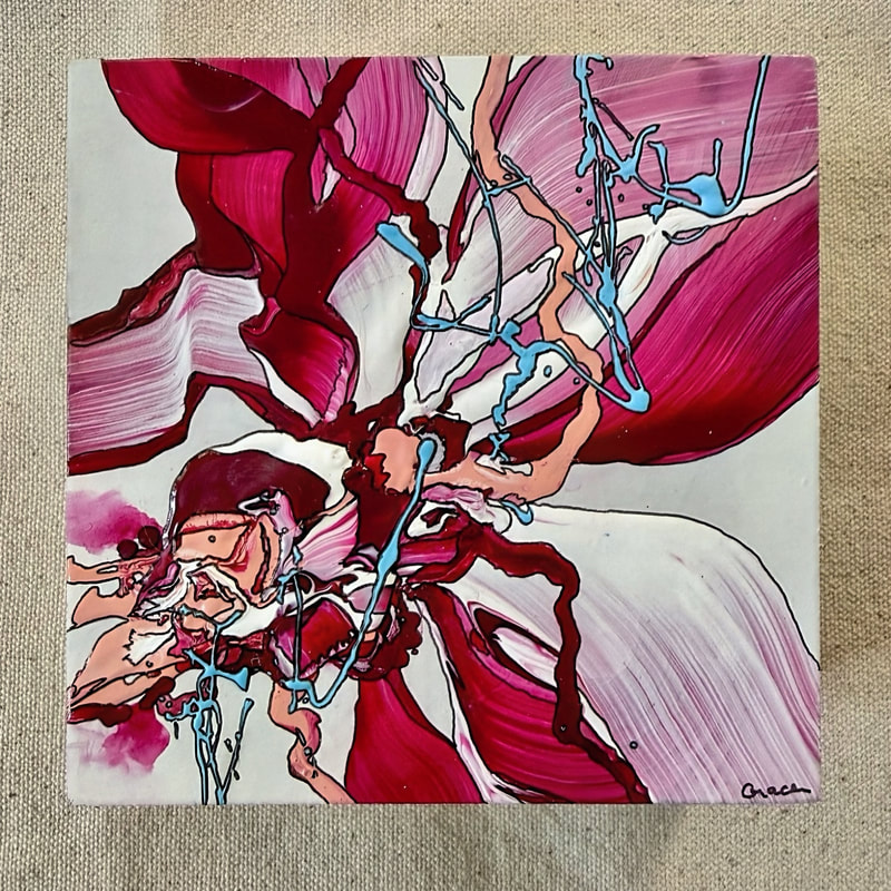 Living Secret, Acrylic on Mounted Canvas Panel, 4 × 4 in — original painting by Grace Martin Franklin