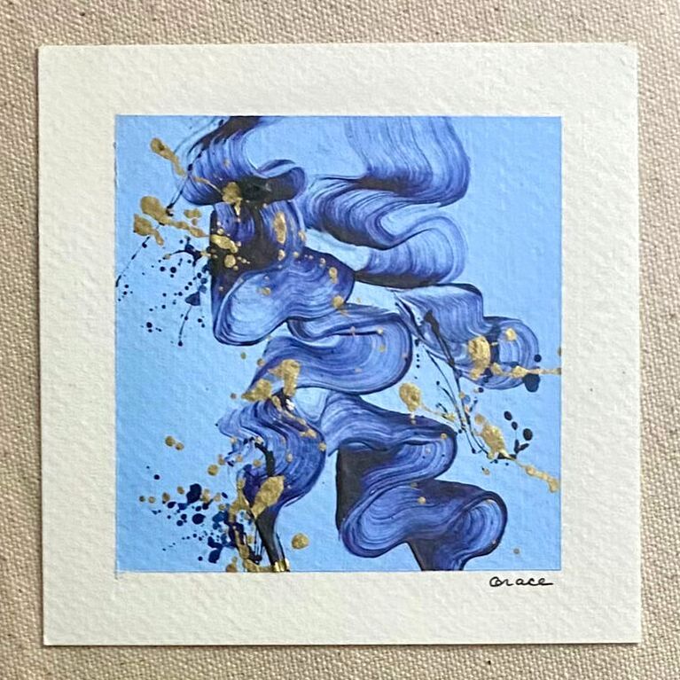 Paper Mini 63, Acrylic on paper, 4 × 4 in — original painting by Grace Martin Franklin