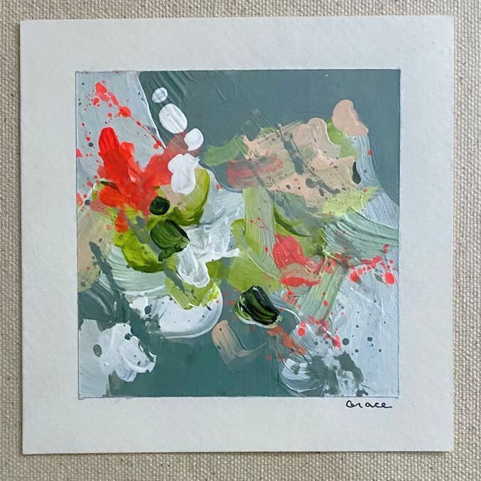 Paper Mini 73, Acrylic on paper, 4 × 4 in — original painting by Grace Martin Franklin