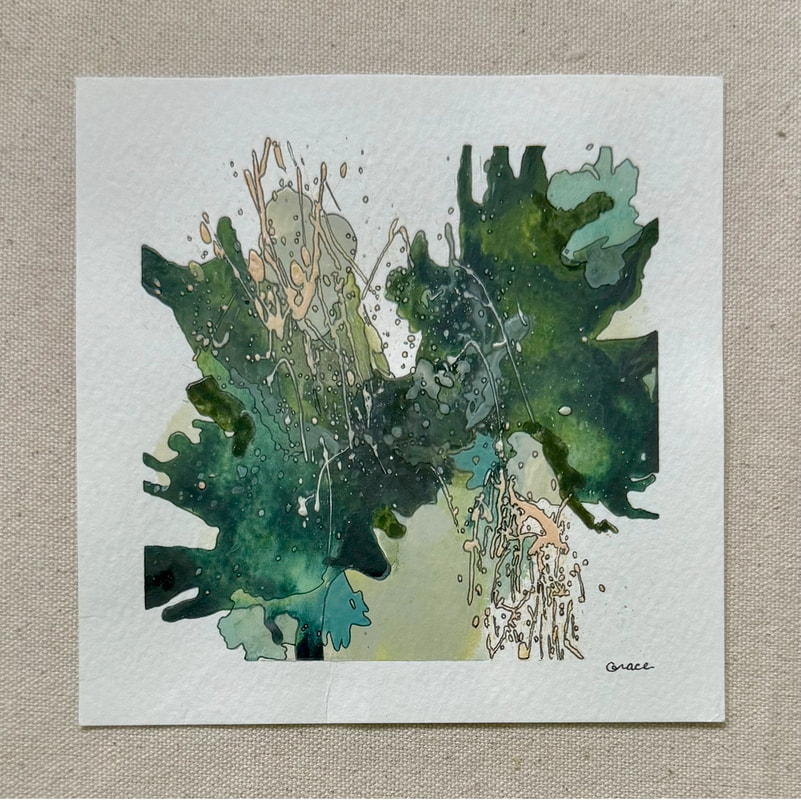 Paper Mini 102, Acrylic on paper, 4 × 4 in — original painting by Grace Martin Franklin