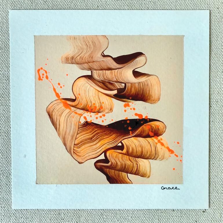 Paper Mini 45, Acrylic on paper, 4 × 4 in — original painting by Grace Martin Franklin