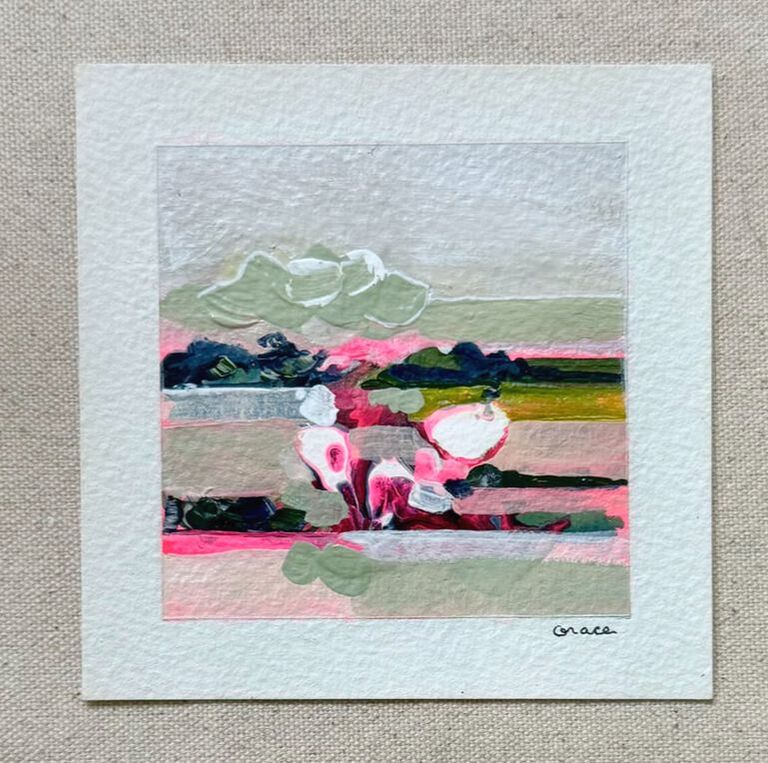 Paper Mini 33, Acrylic on paper, 4 × 4 in — original painting by Grace Martin Franklin