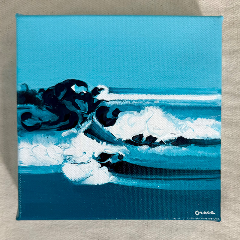 Drift and Return, Acrylic on Canvas, 6 × 6 in — original painting by Grace Martin Franklin