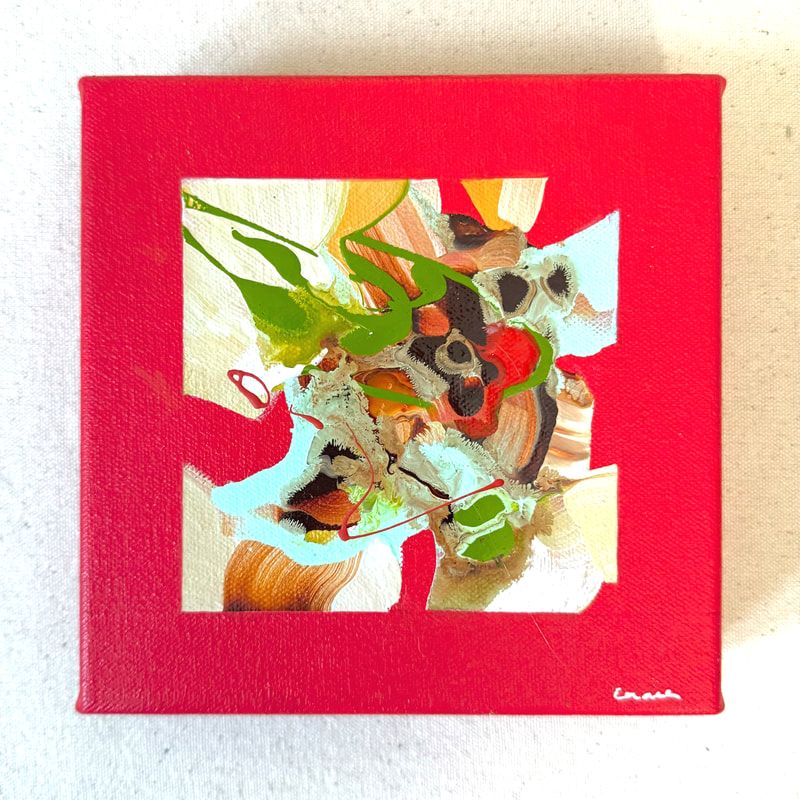 Gathering Static 2, Acrylic on Canvas, 6 × 6 in — original painting by Grace Martin Franklin
