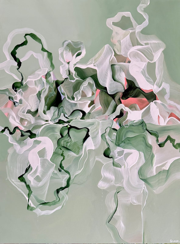 Gentle Collision, Acrylic on Canvas, 40 × 30 in — original painting by Grace Martin Franklin