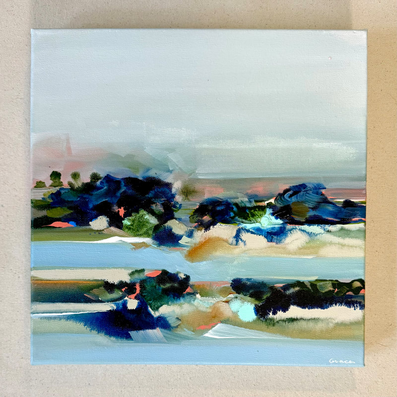 Feathered Silence, Acrylic on Canvas, 12 × 12 in — original painting by Grace Martin Franklin