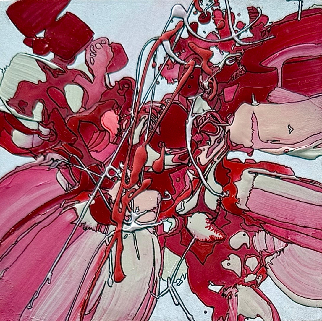 Always, Acrylic and Ink on Canvas Panel, 4 × 4 in — original painting by Grace Martin Franklin