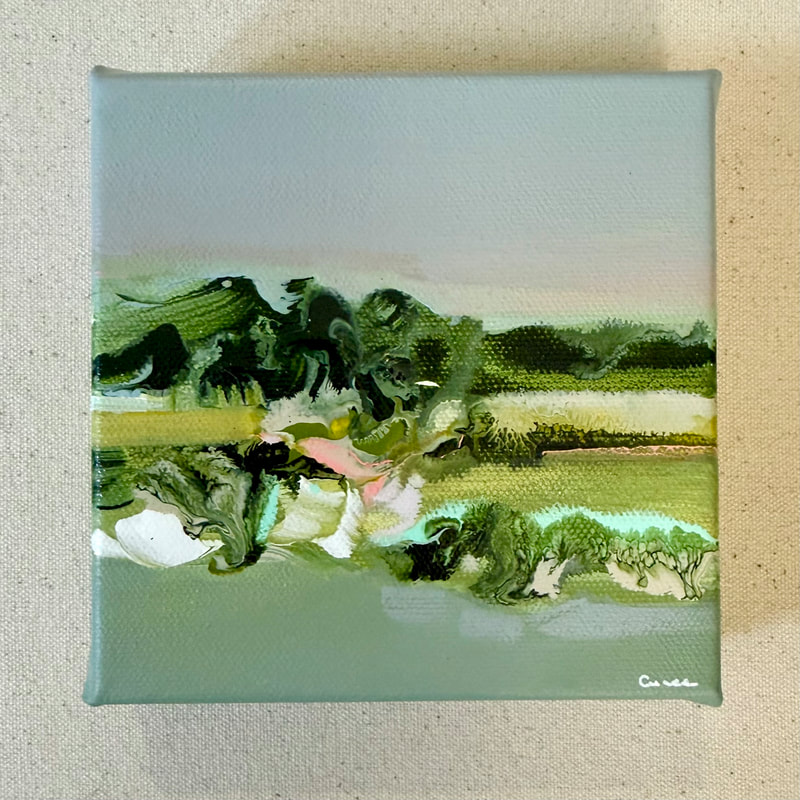 Salt Blossom, Acrylic on Canvas, 5 × 5 in — original painting by Grace Martin Franklin