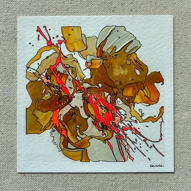 Paper Mini 86, Acrylic on paper, 4 × 4 in — original painting by Grace Martin Franklin