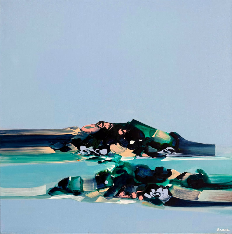 Broken Time, Acrylic on Canvas, 20 × 20 in — original painting by Grace Martin Franklin