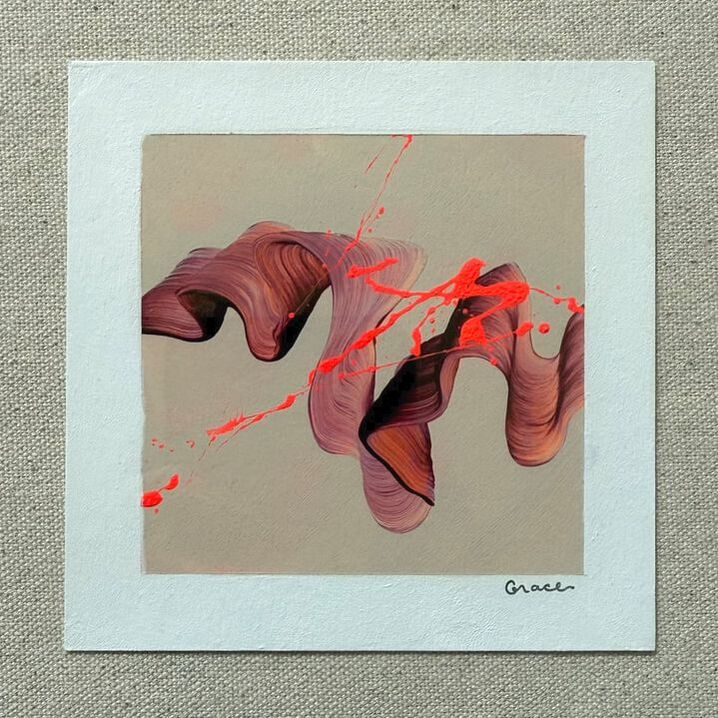 Paper Mini 87, Acrylic on paper, 4 × 4 in — original painting by Grace Martin Franklin