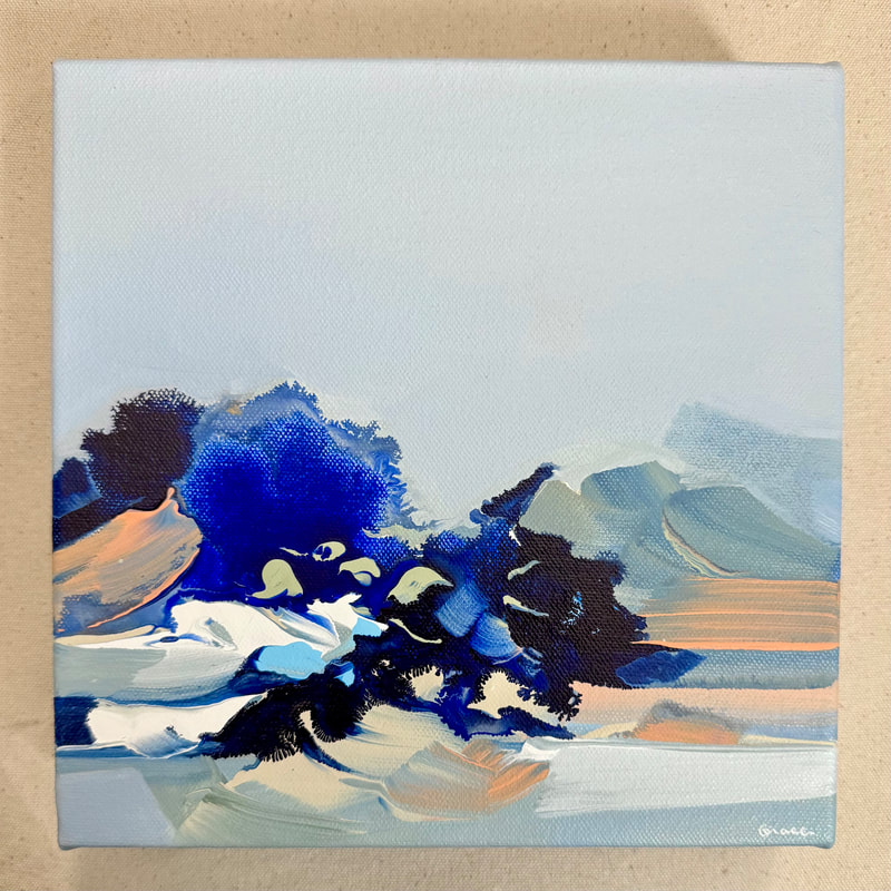 Held in Motion, Acrylic on Canvas, 8 × 8 in — original painting by Grace Martin Franklin