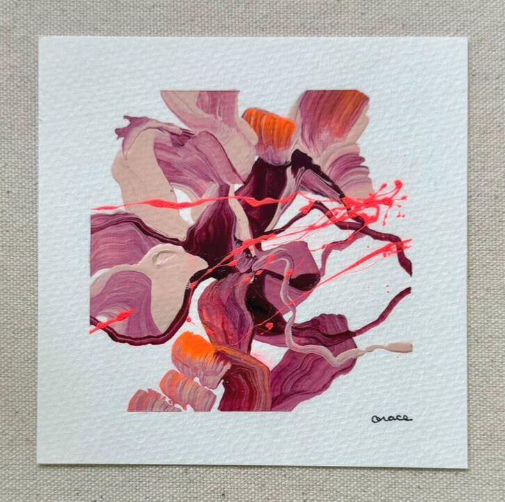 Paper Mini 38, Acrylic on paper, 4 × 4 in — original painting by Grace Martin Franklin
