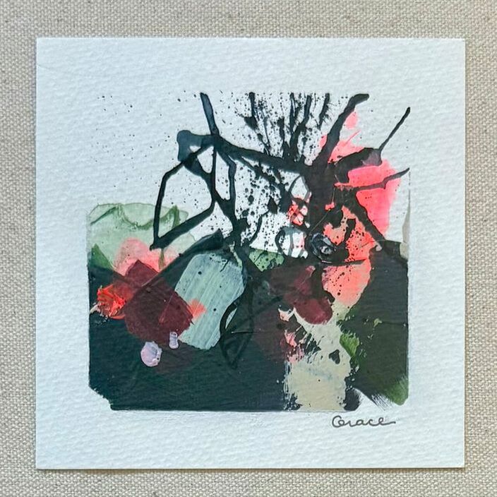 Paper Mini 91, Acrylic on paper, 4 × 4 in — original painting by Grace Martin Franklin