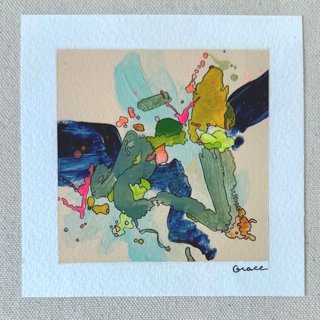 Paper Mini 47, Acrylic on paper, 4 × 4 in — original painting by Grace Martin Franklin