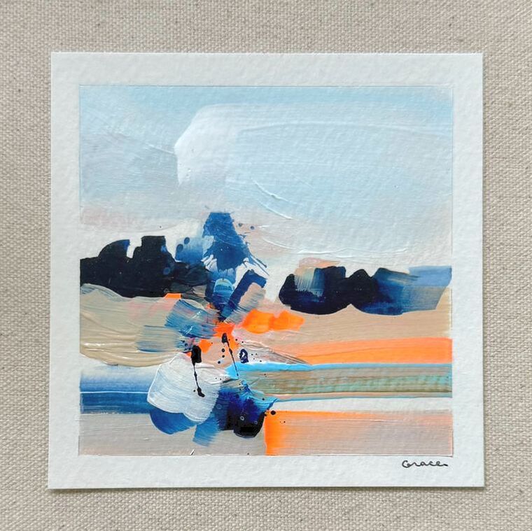 Paper Mini 15, Acrylic on paper, 4 × 4 in — original painting by Grace Martin Franklin
