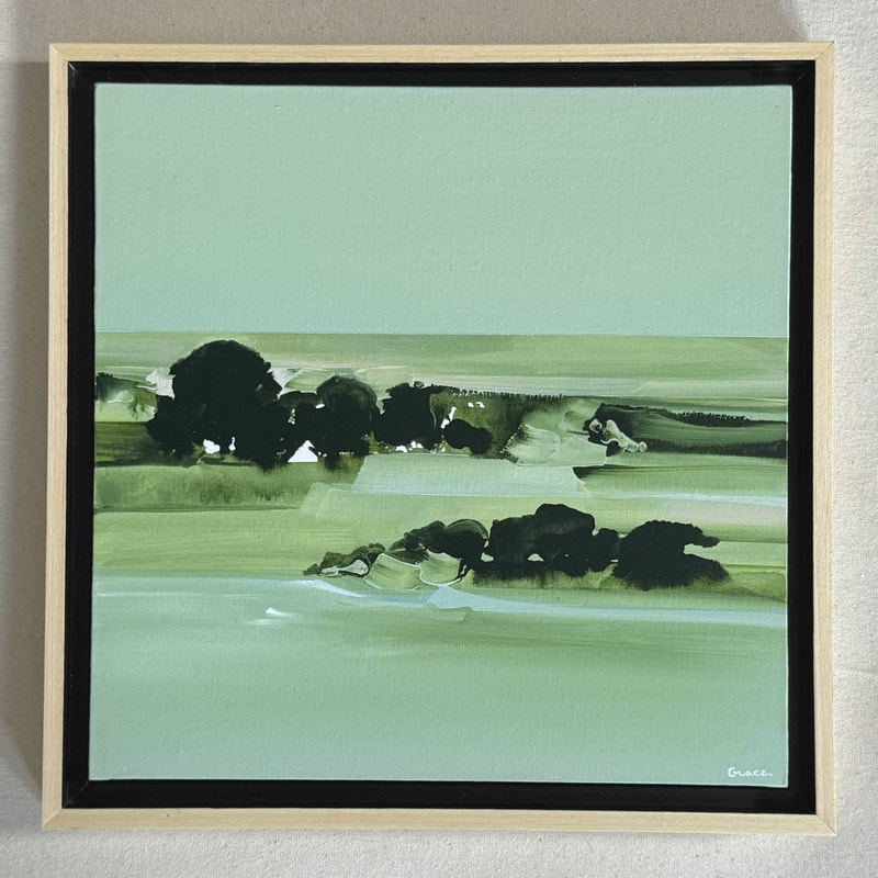 Wavering in the Wind, Acrylic on Canvas Panel, Framed, 12 × 12 in — original painting by Grace Martin Franklin