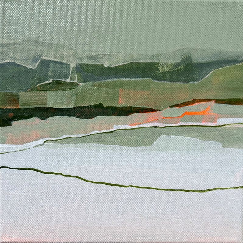 Holding the Horizon, Acrylic and Ink on Canvas, 24 × 25.5 in — original painting by Grace Martin Franklin