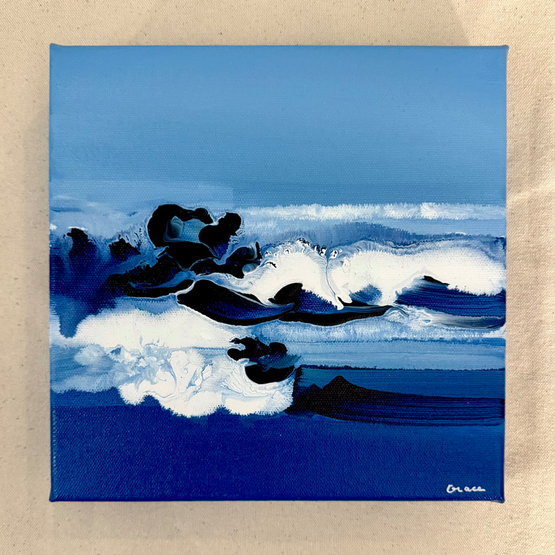Given to the Tide, Acrylic on Canvas, 8 × 8 in — original painting by Grace Martin Franklin