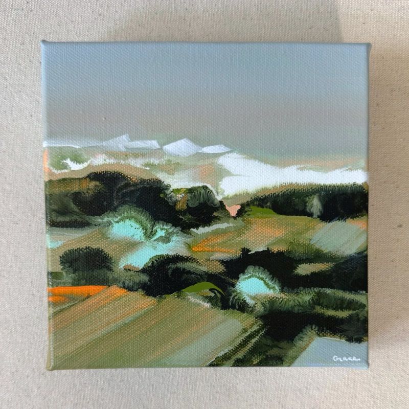 Far Fields, Acrylic on Canvas, 6 × 6 in — original painting by Grace Martin Franklin