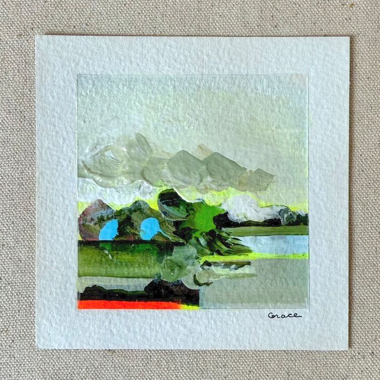 Paper Mini 35, Acrylic on paper, 4 × 4 in — original painting by Grace Martin Franklin