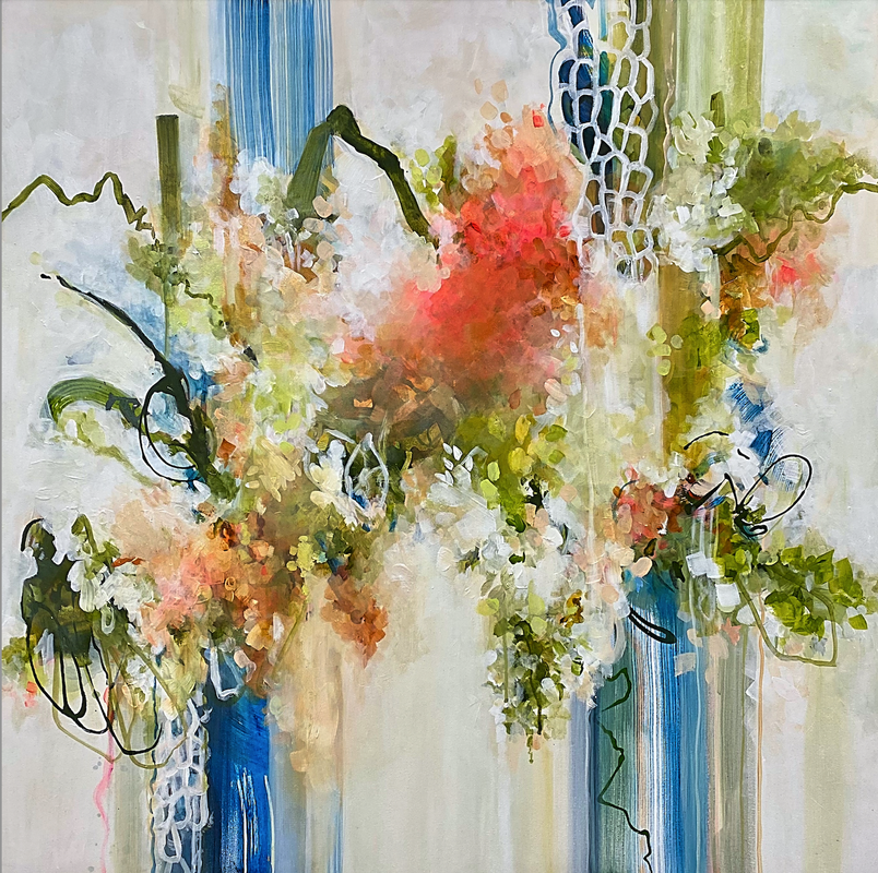 Explosive Bloom, Acrylic on Canvas, 36 × 36 in — original painting by Grace Martin Franklin