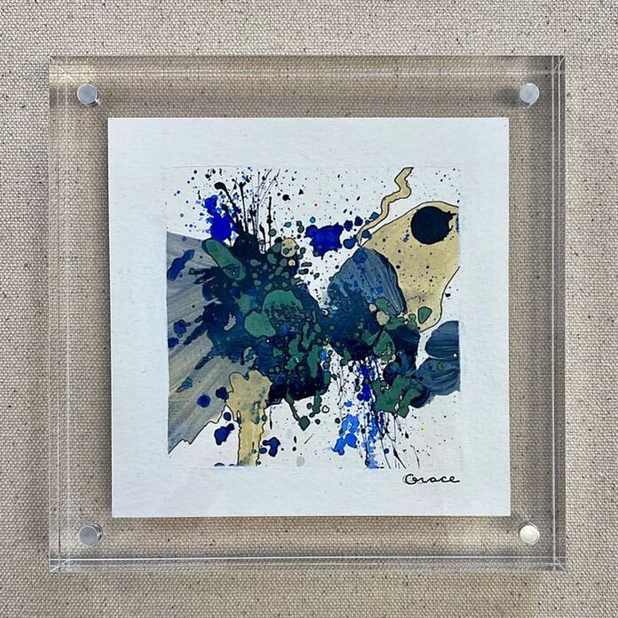 Paper Mini 93, Acrylic on paper, 4 × 4 in — original painting by Grace Martin Franklin