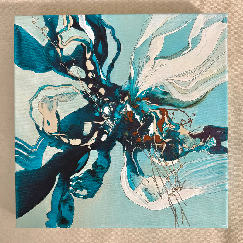 Web of Bloom, Acrylic on Canvas, 12 × 12 in — original painting by Grace Martin Franklin