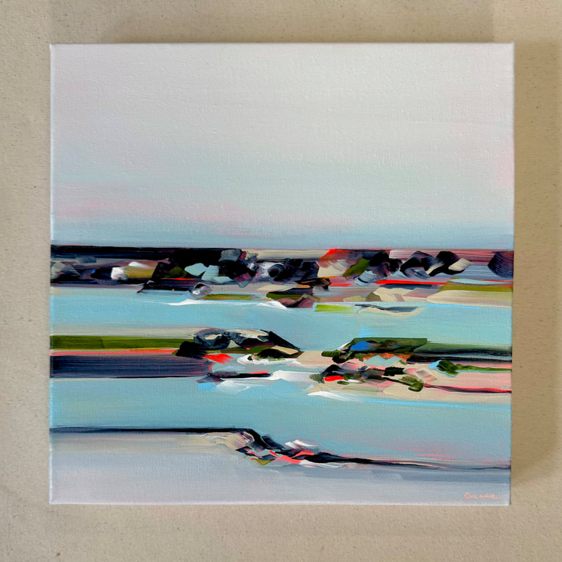 Lines of a Distant Day, Acrylic on Canvas, 12 × 12 in — original painting by Grace Martin Franklin